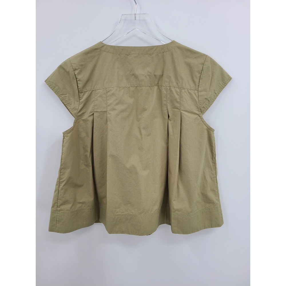 Anthropologie Preppy Crop Top Shirt Womens XS Buttons Minimalist Neutral - Picture 4 of 12